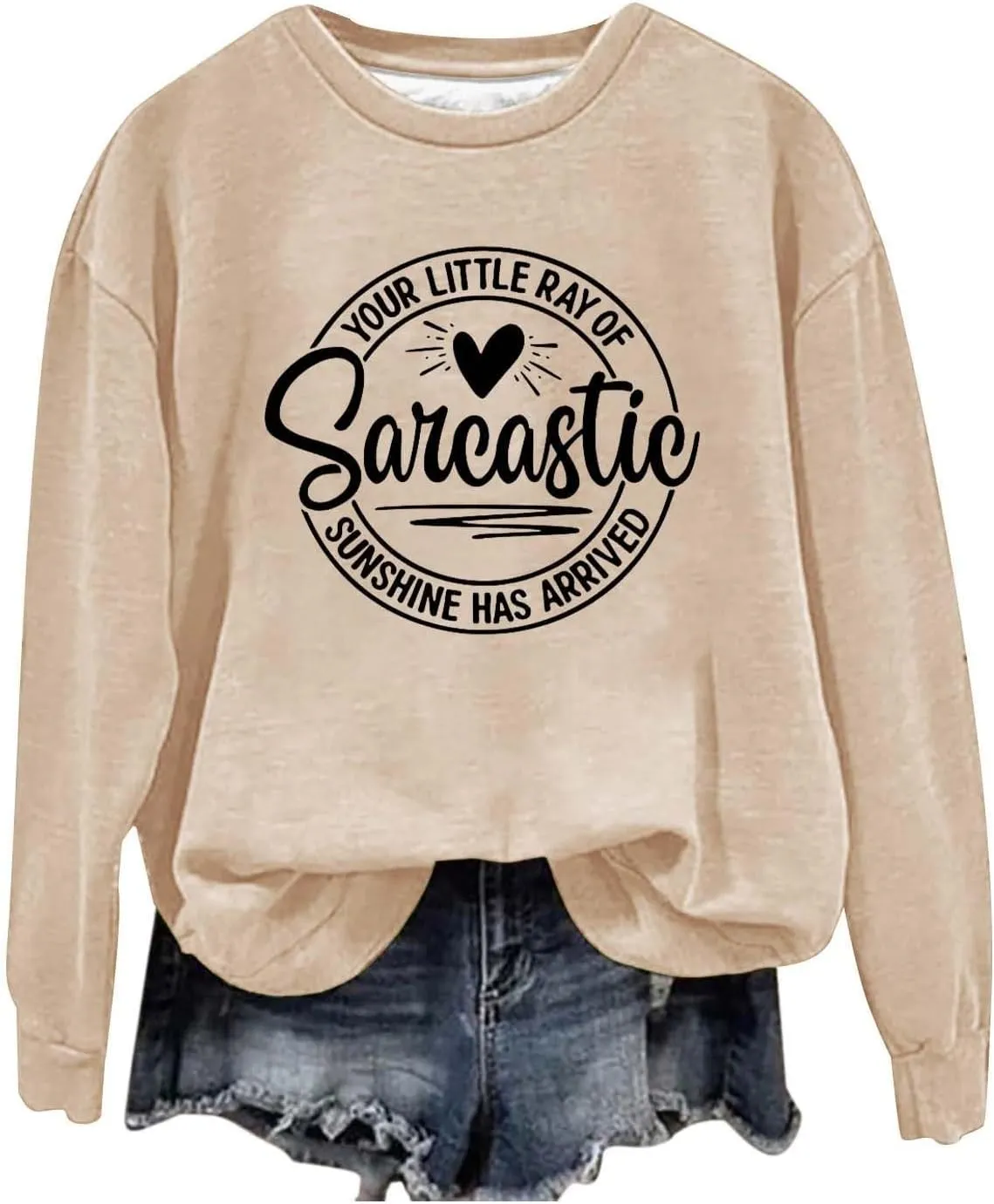Oversized Sweatshirt for Women Trendy Alphabet Print Crew Neck T Shirts Loose Fit Long Sleeve Pullover Shirts