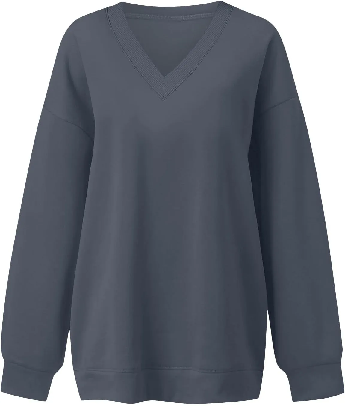 Oversized Sweatshirt For Women,2024 Trendy V Neck Soft Fleece Preppy Sweatshirt Long Sleeve Pullover Fall Clothes