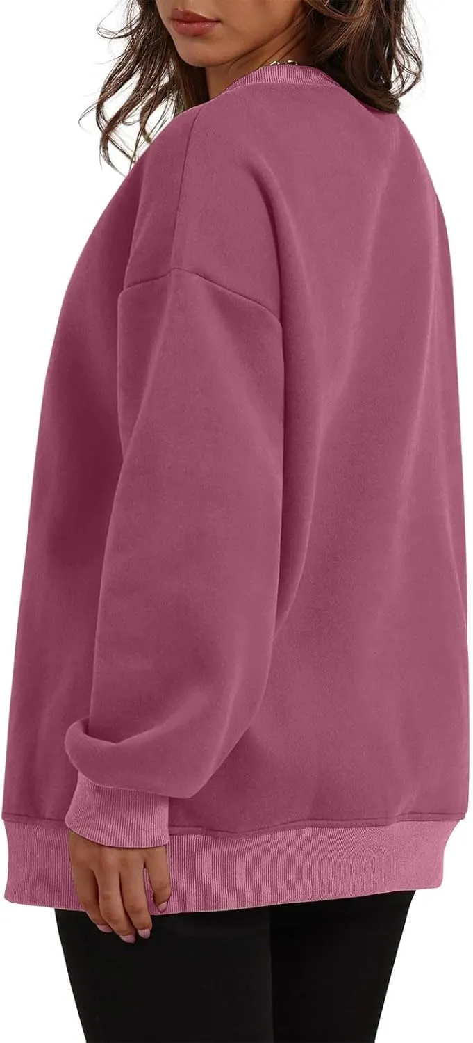 Oversized Sweatshirts for Women 2024 Trendy Long Sleeve Crewneck Tops Fall Sweaters Pullover Sweatshirt with Pockets