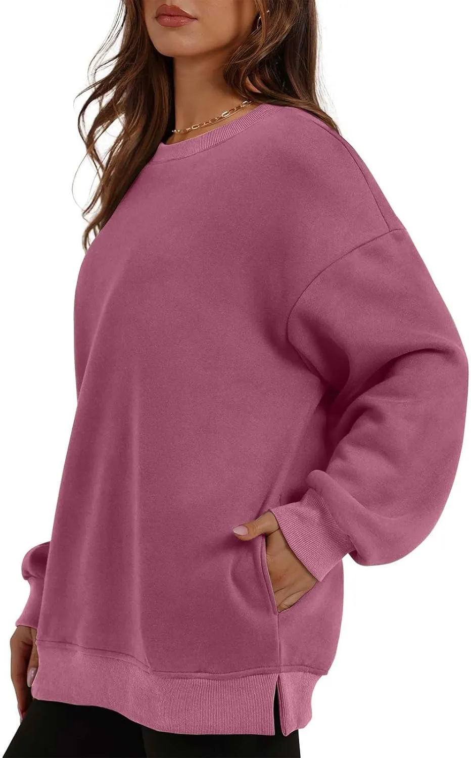 Oversized Sweatshirts for Women 2024 Trendy Long Sleeve Crewneck Tops Fall Sweaters Pullover Sweatshirt with Pockets