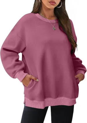 Oversized Sweatshirts for Women 2024 Trendy Long Sleeve Crewneck Tops Fall Sweaters Pullover Sweatshirt with Pockets