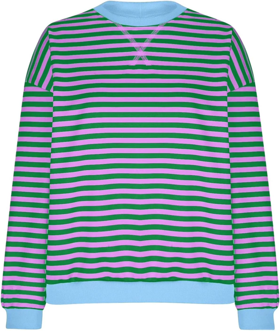 Oversized Sweatshirts for Women Casual Long Sleeve Stripes Sweatshirts Shirts Trendy Crewneck Tops Fall Fashion Clothes