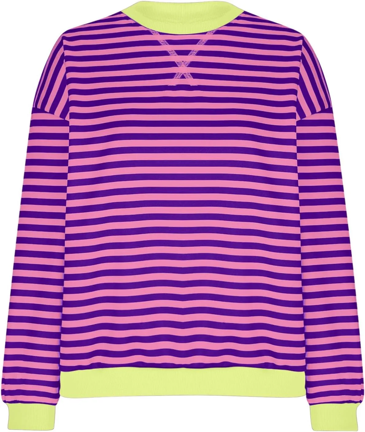 Oversized Sweatshirts for Women Casual Long Sleeve Stripes Sweatshirts Shirts Trendy Crewneck Tops Fall Fashion Clothes