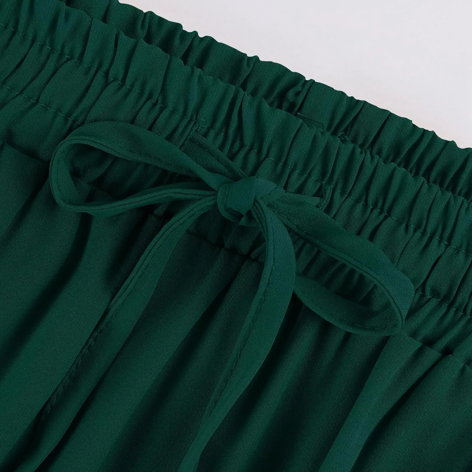 Pleated Long Skirts for Women Summer Casual Elastic High Waisted Skirts A-Line Flowy Swing Maxi Skirt with Pockets