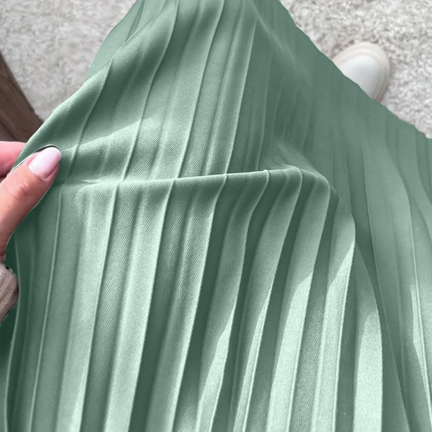 Pleated Midi Skirt Fall Winter High Waist Swing Skirts Elegant Solid Color Half Skirt Flowy a Line Ruffle Skirts