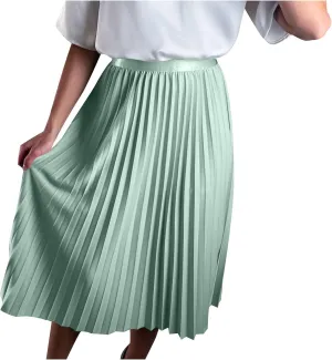 Pleated Midi Skirt Fall Winter High Waist Swing Skirts Elegant Solid Color Half Skirt Flowy a Line Ruffle Skirts