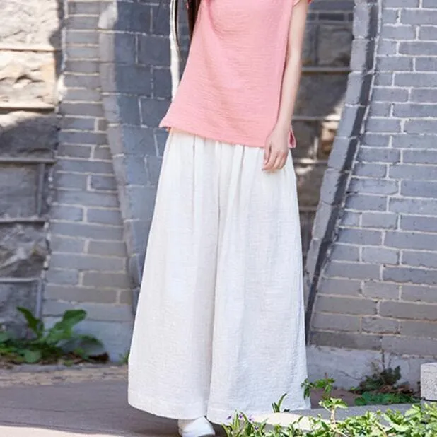 Plus Size Flowy Linen Palazzo Pants  | Zen