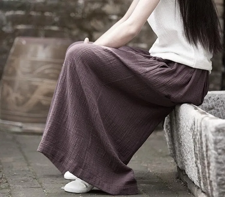 Plus Size Flowy Linen Palazzo Pants  | Zen