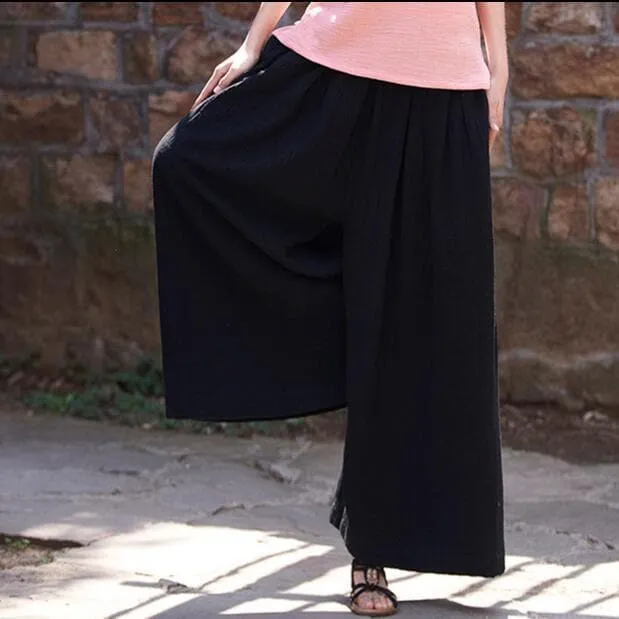 Plus Size Flowy Linen Palazzo Pants  | Zen