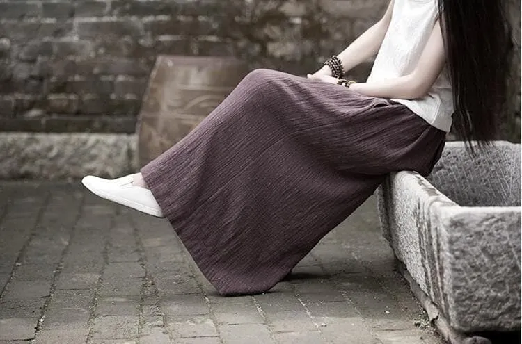 Plus Size Flowy Linen Palazzo Pants  | Zen