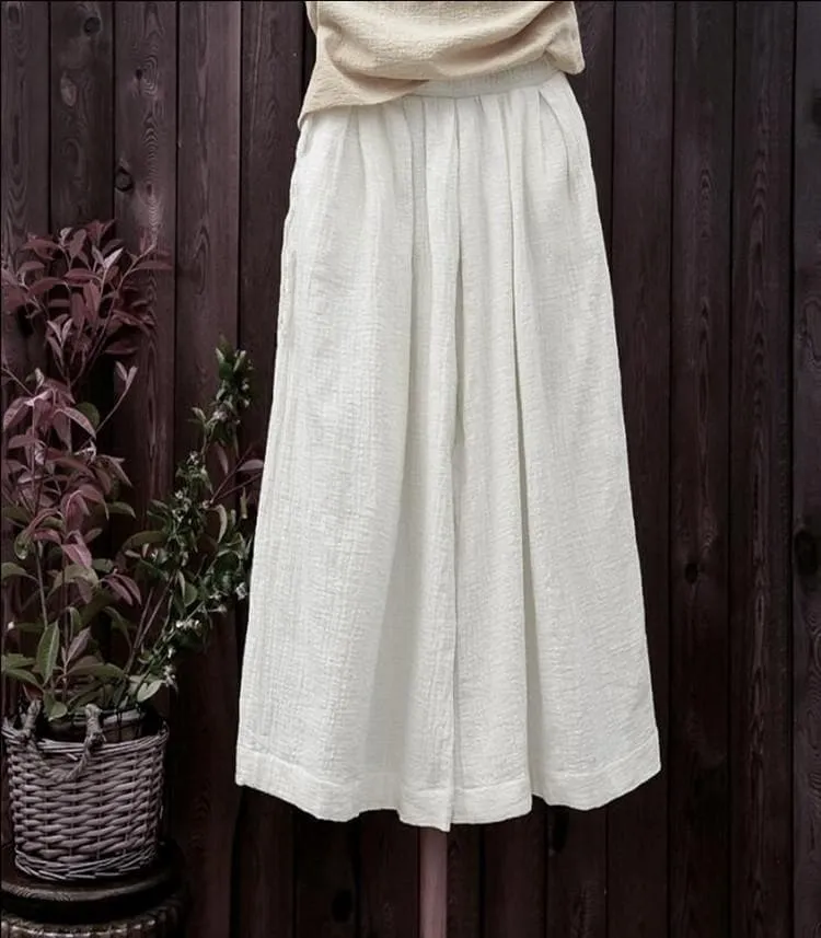 Plus Size Flowy Linen Palazzo Pants  | Zen