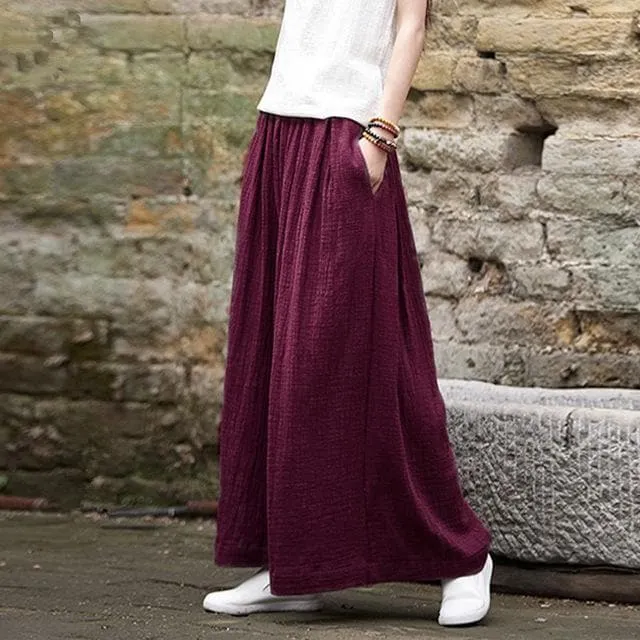 Plus Size Flowy Linen Palazzo Pants  | Zen