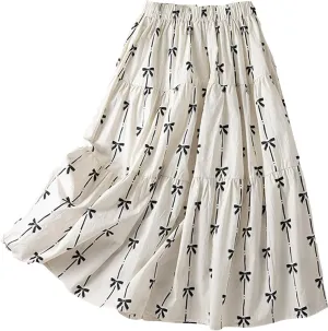 Plus Size Skirt for Women Fashion Floral Printed A Line Skirts High Waisted Drawstring Skirts Western Vintage Skirt