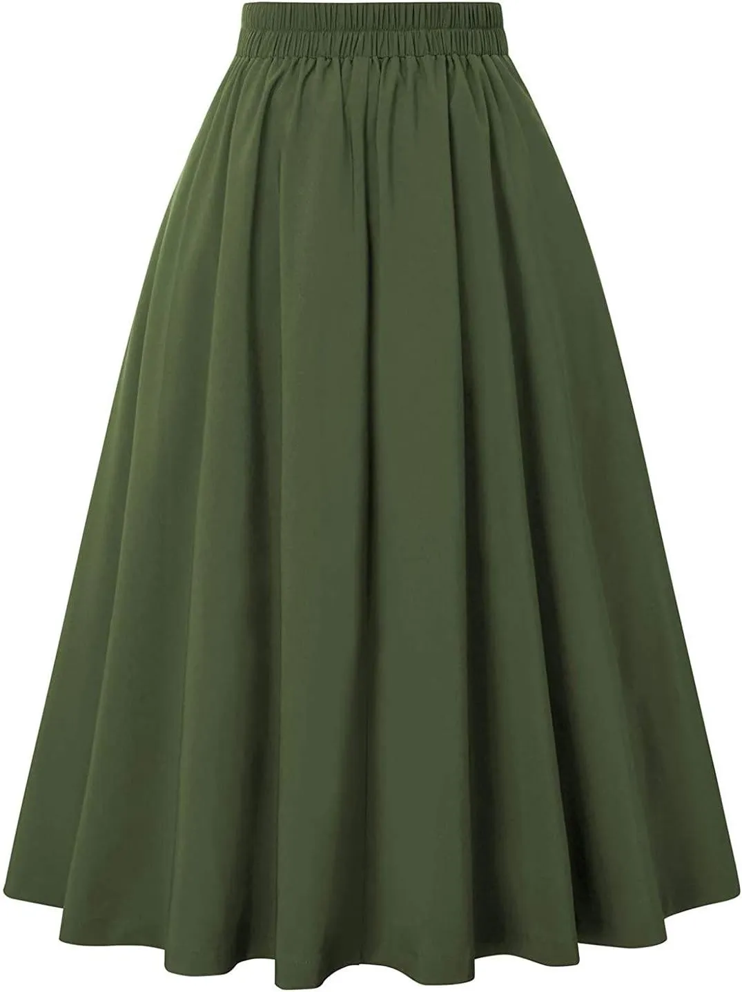 Plus Size Skirts for Curvy Women Pleated Ruffle Swing Maxi Skirt Dress Summer Causal Solid High Elastic Waist Skirt