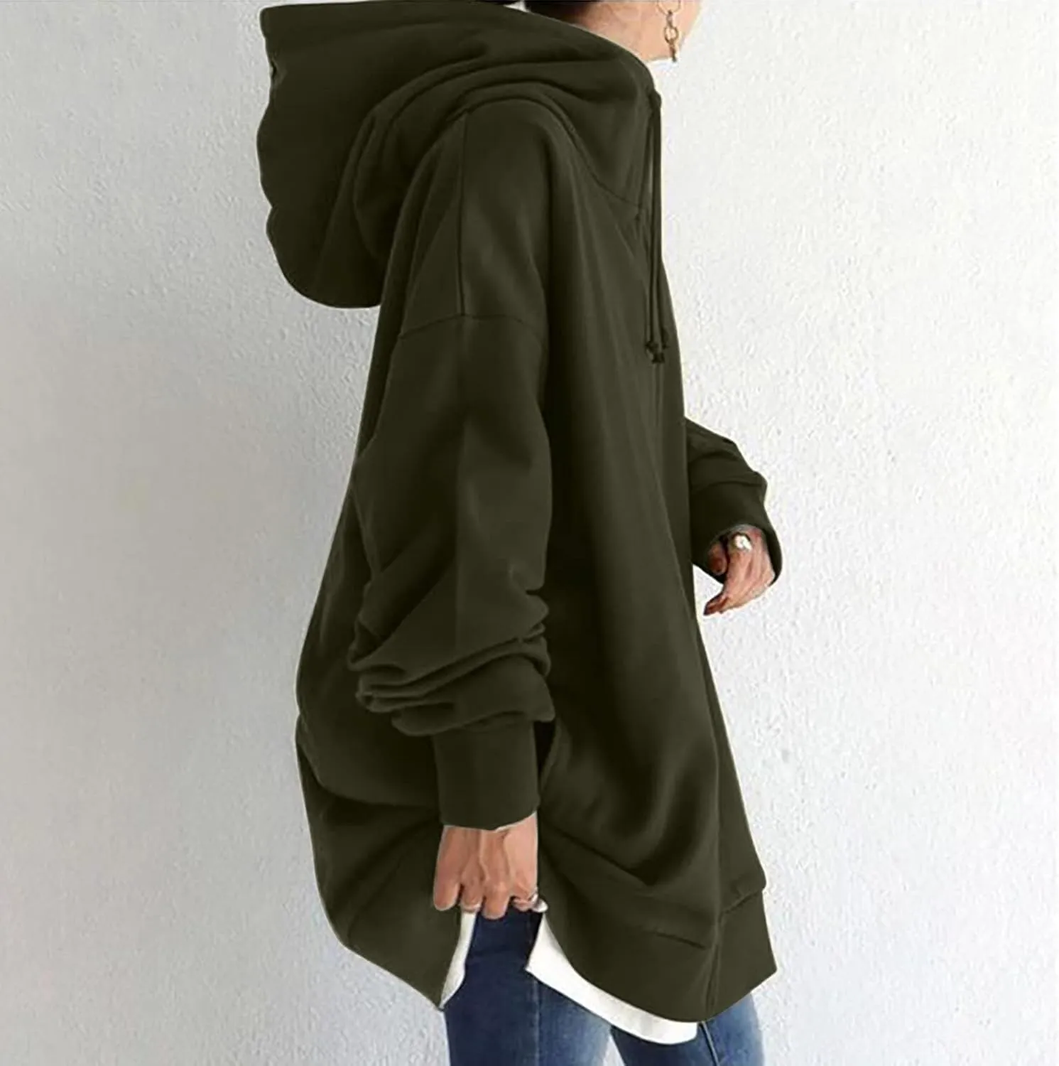 Plus Size Zip Up Hoodies For Women Casual Long Sleeve Hooded Long Sweatshirts Fall Fashion Winter Jackets With Pockets