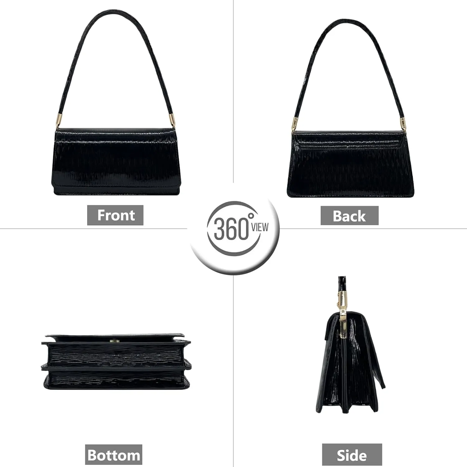 PORT&LOTUS Shoulder Handbag Small Retro Purse for Women with Top Handle