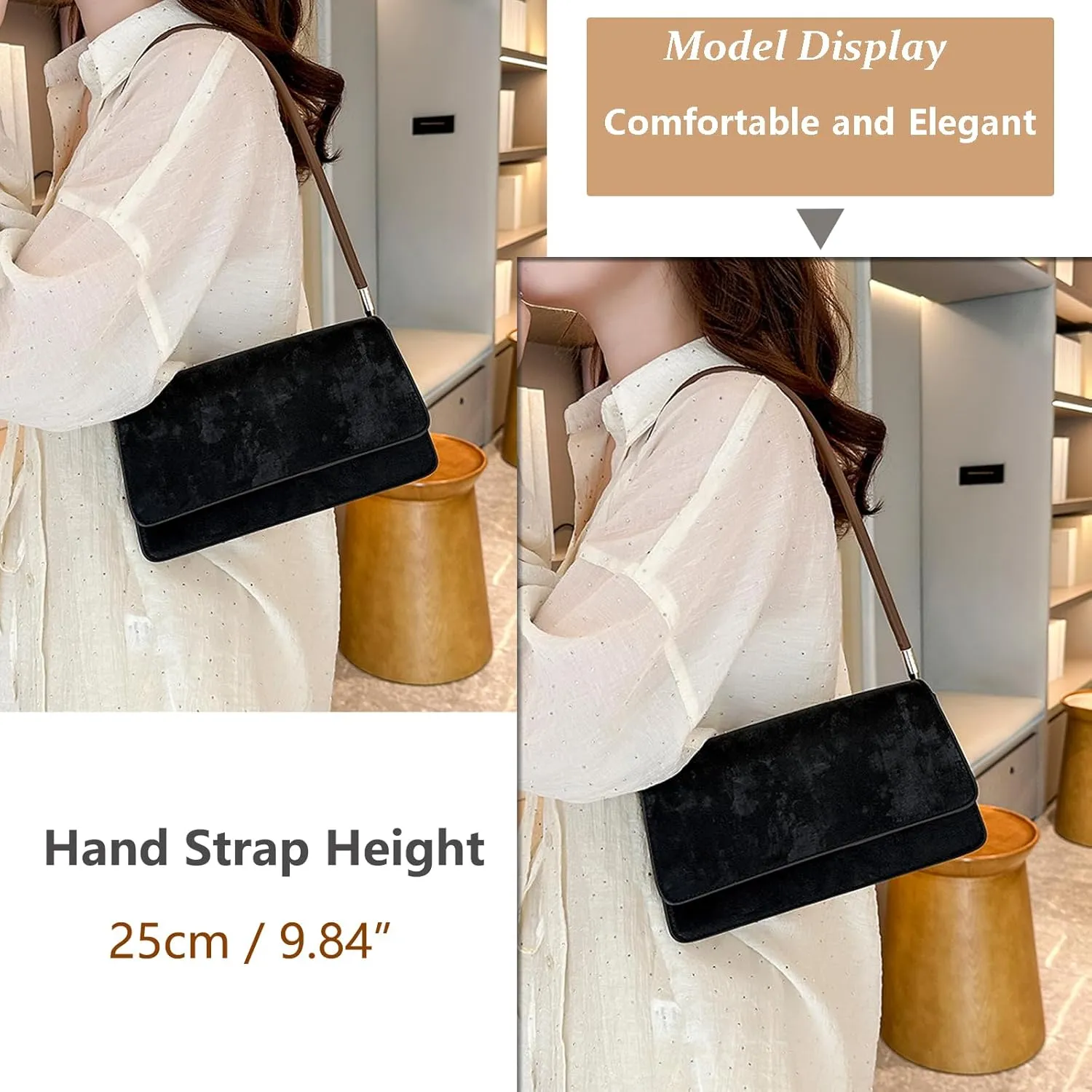 PORT&LOTUS Shoulder Handbag Small Retro Purse for Women with Top Handle