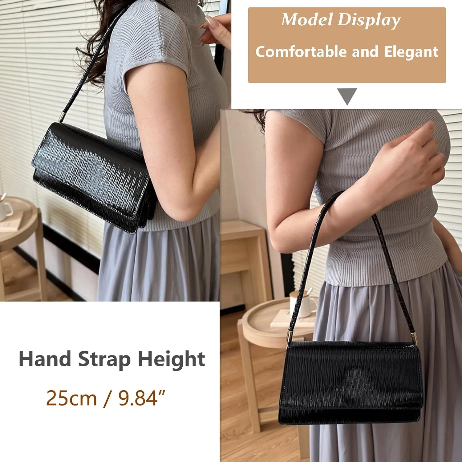 PORT&LOTUS Shoulder Handbag Small Retro Purse for Women with Top Handle