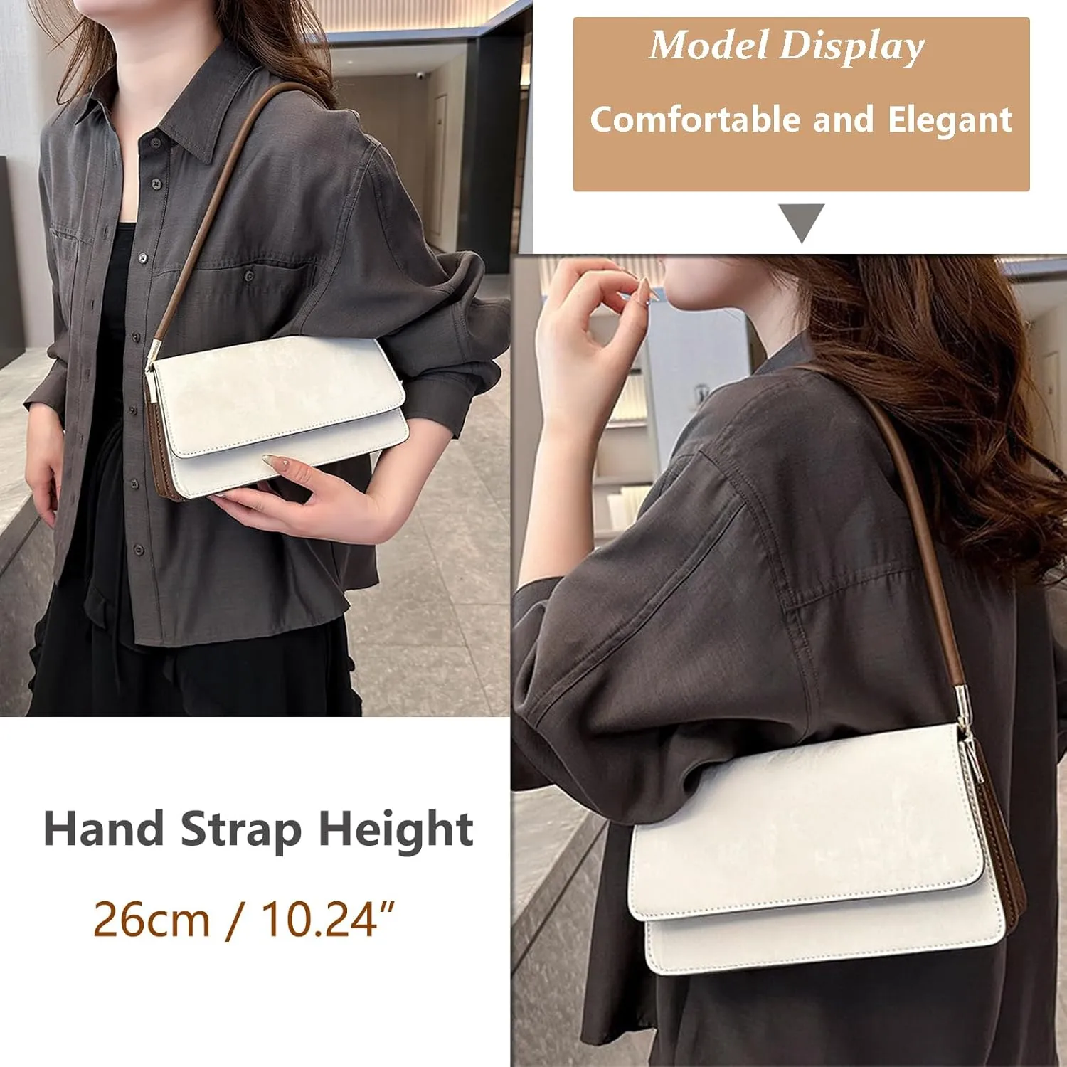 PORT&LOTUS Shoulder Handbag Small Retro Purse for Women with Top Handle