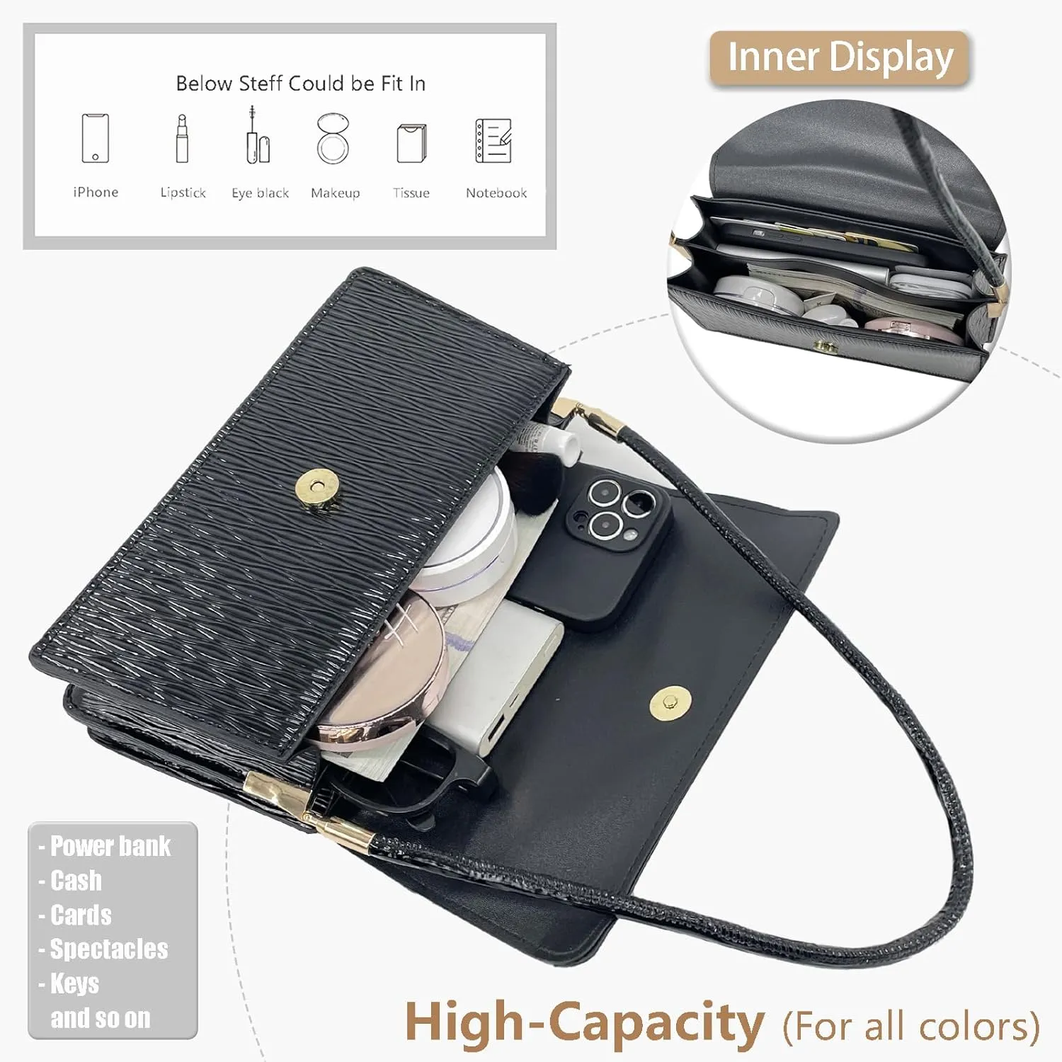 PORT&LOTUS Shoulder Handbag Small Retro Purse for Women with Top Handle