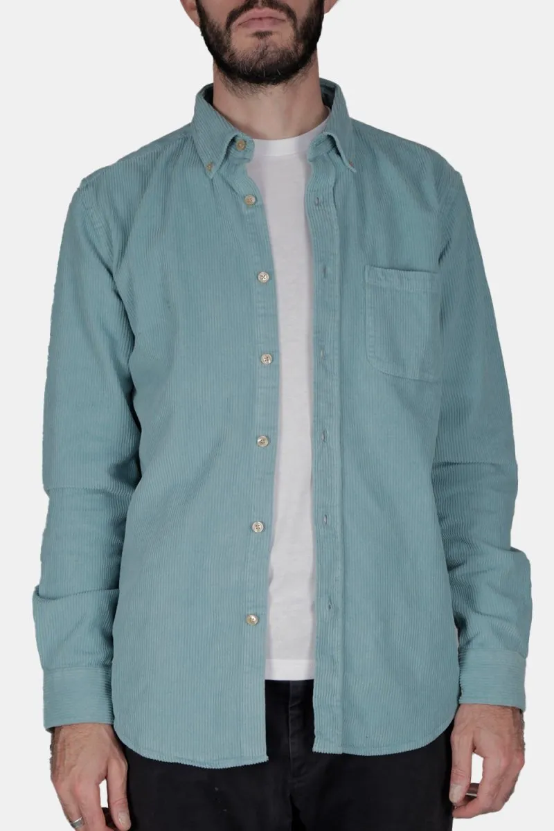 Portuguese Flannel Thick Lobo Cotton-Corduroy Shirt (Turquoise)