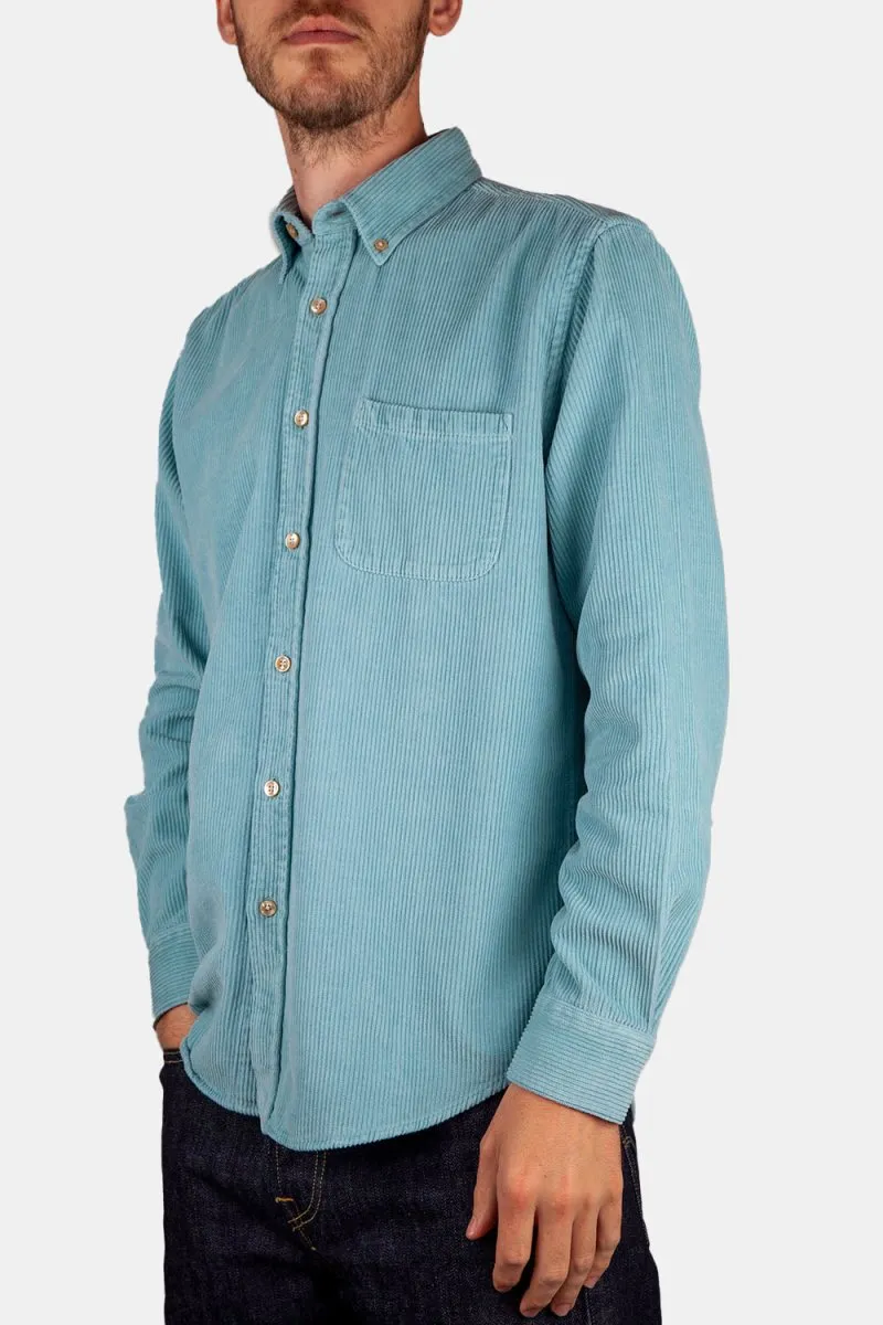 Portuguese Flannel Thick Lobo Cotton-Corduroy Shirt (Turquoise)