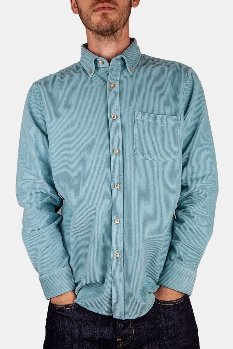 Portuguese Flannel Thick Lobo Cotton-Corduroy Shirt (Turquoise)
