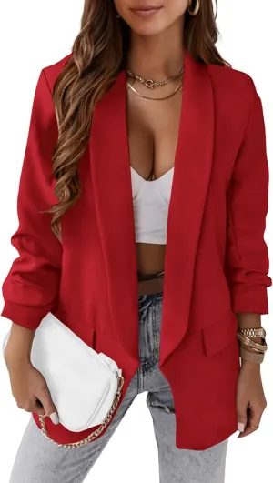 PRETTYGARDEN Womens Casual Blazer 2025 Spring Fall Fashion Long Sleeve Open Front Work Office Suit Jackets
