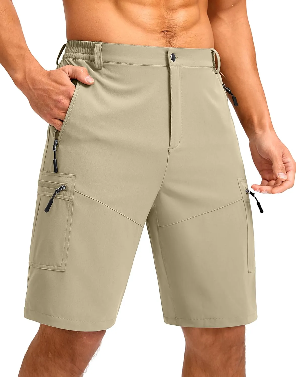 Pudolla Men's Hiking Shorts 11" Lightweight Cargo Work Shorts for Men Summer Travel Golf Casual Outdoor with 5 Pockets
