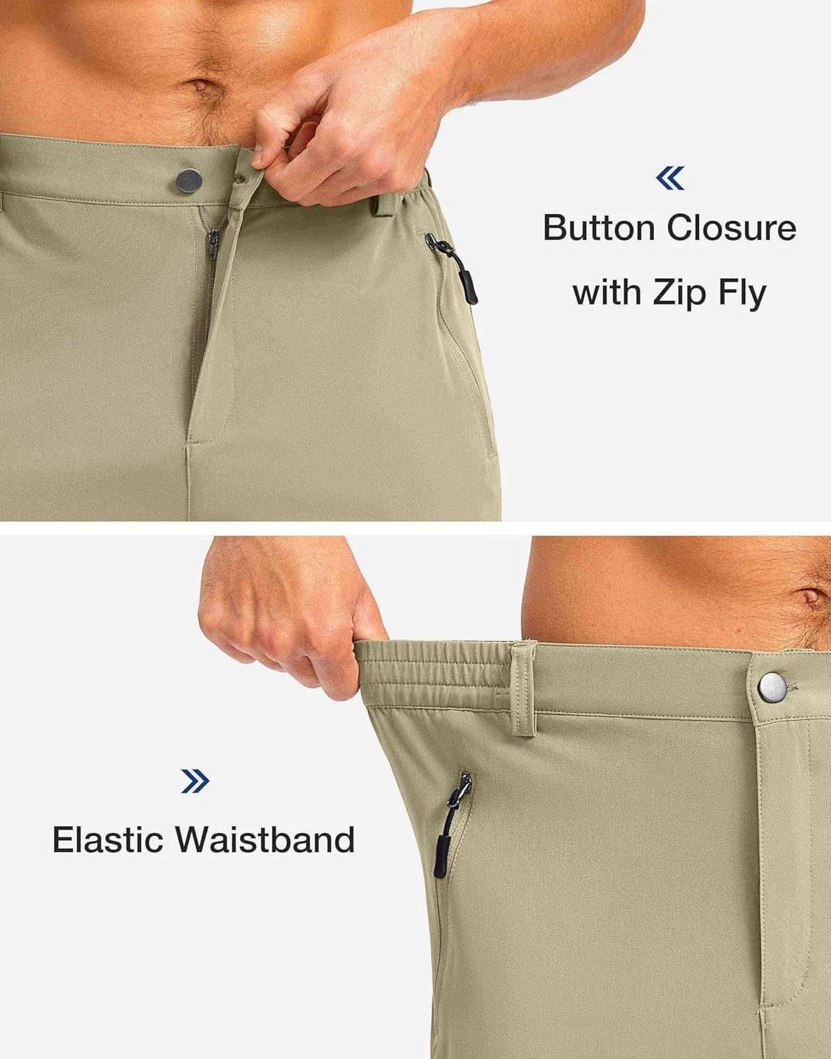 Pudolla Men's Hiking Shorts 11" Lightweight Cargo Work Shorts for Men Summer Travel Golf Casual Outdoor with 5 Pockets