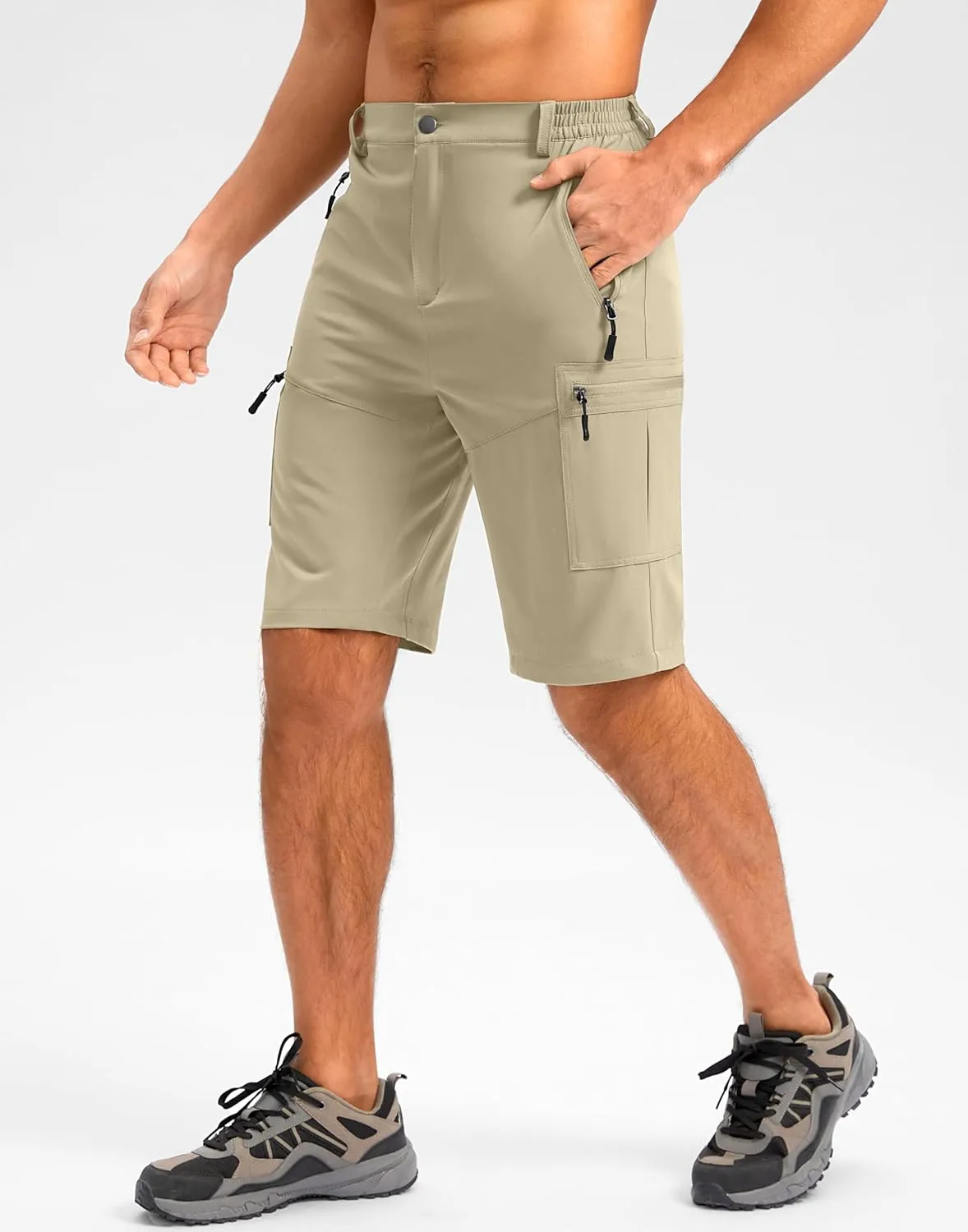 Pudolla Men's Hiking Shorts 11" Lightweight Cargo Work Shorts for Men Summer Travel Golf Casual Outdoor with 5 Pockets