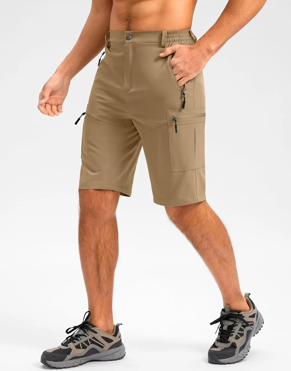 Pudolla Men's Hiking Shorts 11" Lightweight Cargo Work Shorts for Men Summer Travel Golf Casual Outdoor with 5 Pockets