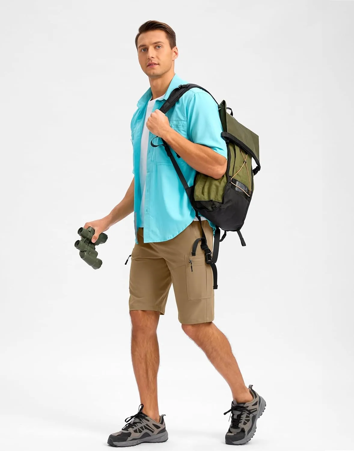 Pudolla Men's Hiking Shorts 11" Lightweight Cargo Work Shorts for Men Summer Travel Golf Casual Outdoor with 5 Pockets