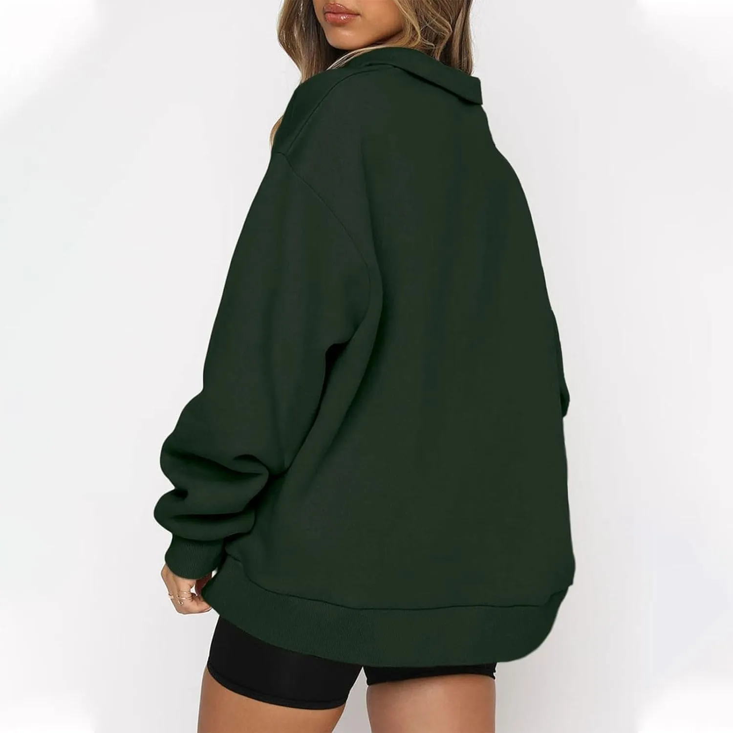 Quarter Zip Sweatshirt Women Oversized Zip Up Hoodie 1/4 Zip Fleece Pullover Long Sleeve Sweater Preppy Sweatshirts