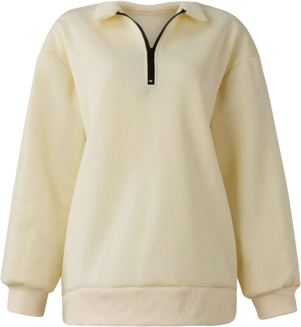 Quarter Zip Sweatshirt Women Oversized Zip Up Hoodie 1/4 Zip Fleece Pullover Long Sleeve Sweater Preppy Sweatshirts