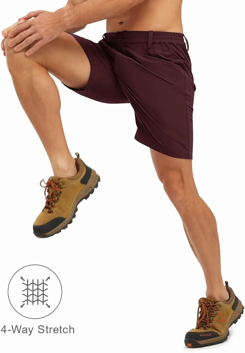 Rdruko Men's Stretch Golf Shorts 7 Inch Inseam Dress Casual Dry Fit Elastic Waist Lightweight Flat Front Work Shorts