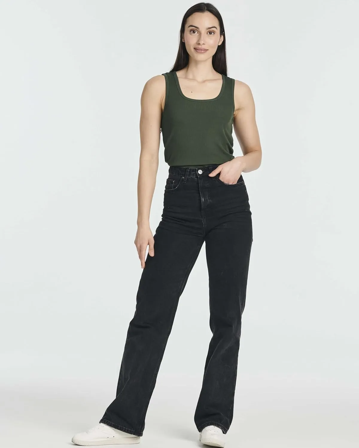 Real Essentials 5 Pack: Women's Ribbed Sleeveless Tank Top - Yoga Casual Tops