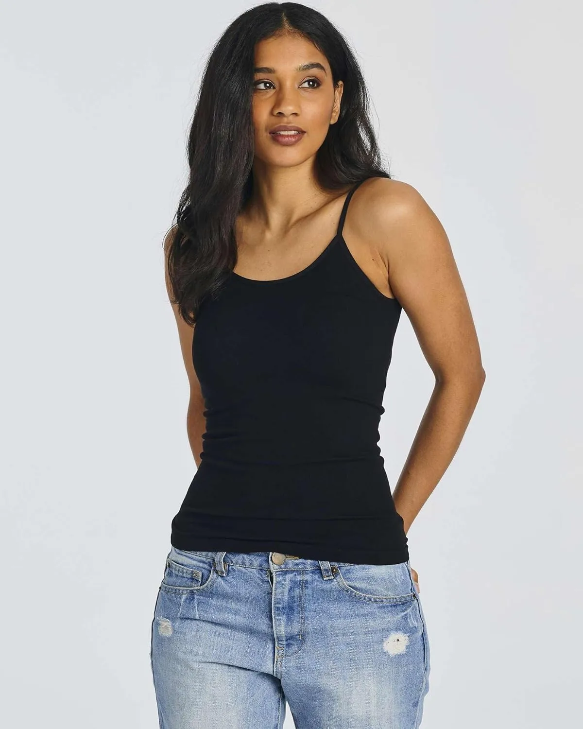 Real Essentials 5 Pack: Women's Ribbed Spaghetti Strap Camisole Seamless Tank Top
