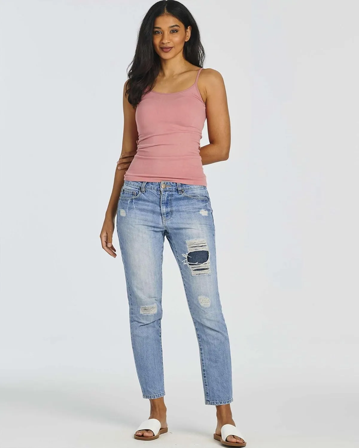 Real Essentials 5 Pack: Women's Ribbed Spaghetti Strap Camisole Seamless Tank Top