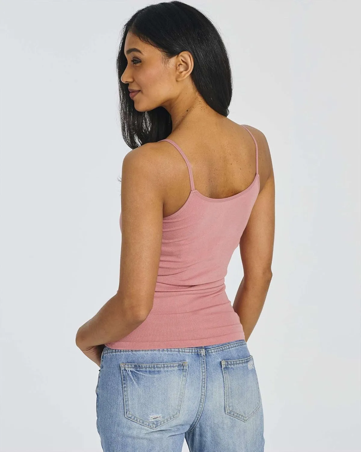 Real Essentials 5 Pack: Women's Ribbed Spaghetti Strap Camisole Seamless Tank Top