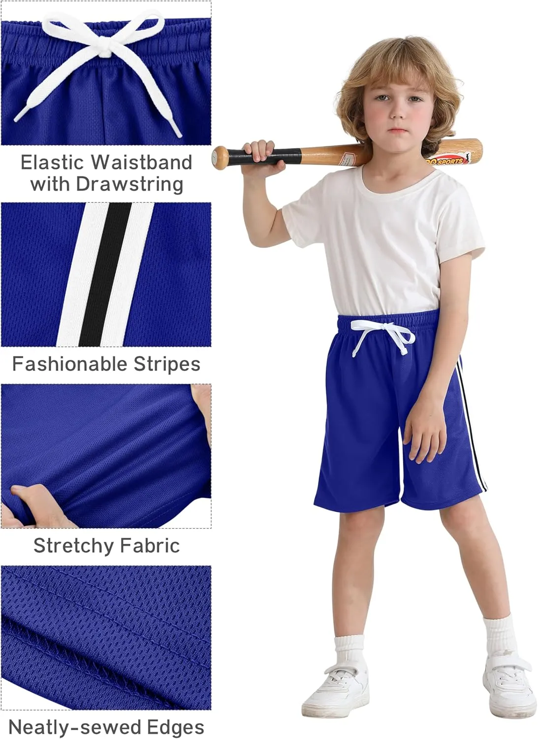 Resinta 5 Pack Toddler Boys Shorts Boys Quick Dry Athletic Pull-On Shorts with Elastic Waist for Summer Playwear