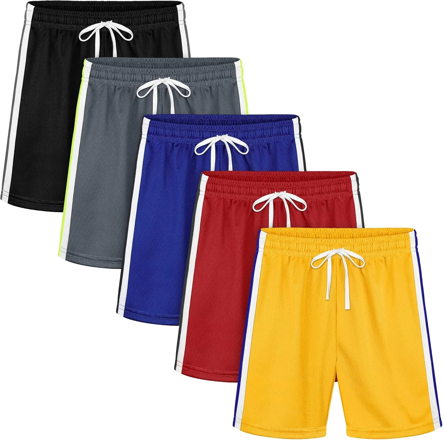 Resinta 5 Pack Toddler Boys Shorts Boys Quick Dry Athletic Pull-On Shorts with Elastic Waist for Summer Playwear