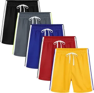Resinta 5 Pack Toddler Boys Shorts Boys Quick Dry Athletic Pull-On Shorts with Elastic Waist for Summer Playwear