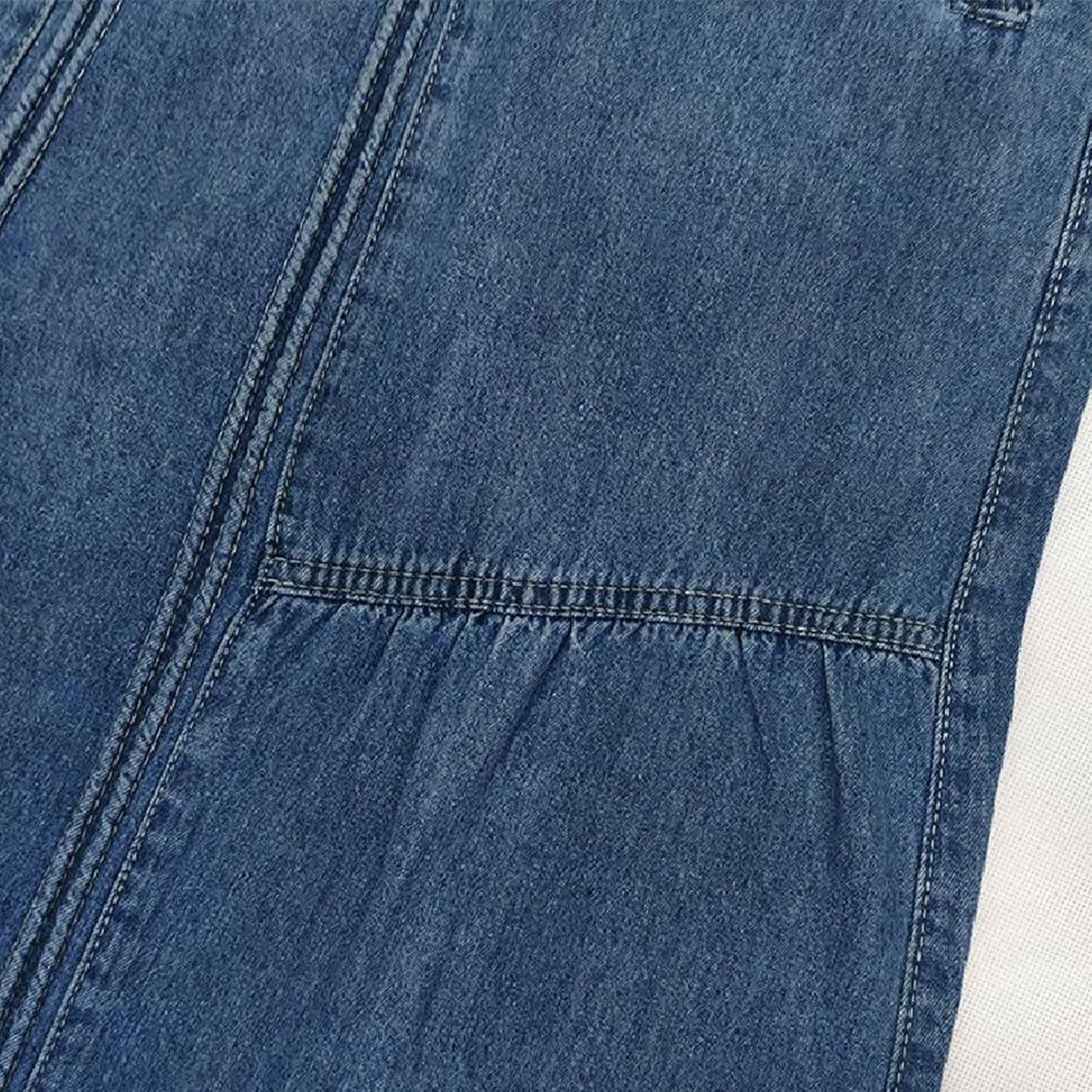 Retro Elastic High Waisted Denim Skirts for Women Vintage Casual Stretchy A Line Maxi Jean Skirt with Pockets