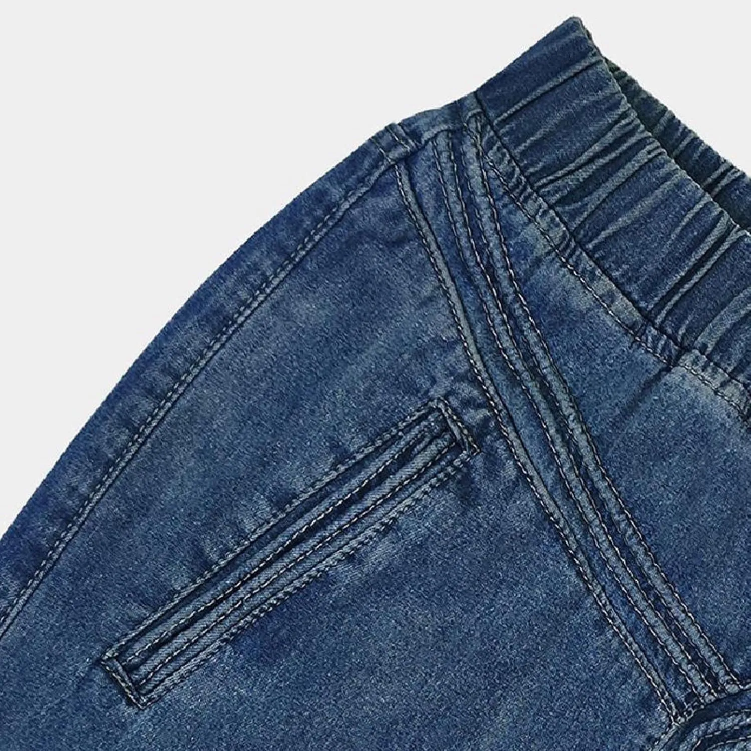 Retro Elastic High Waisted Denim Skirts for Women Vintage Casual Stretchy A Line Maxi Jean Skirt with Pockets