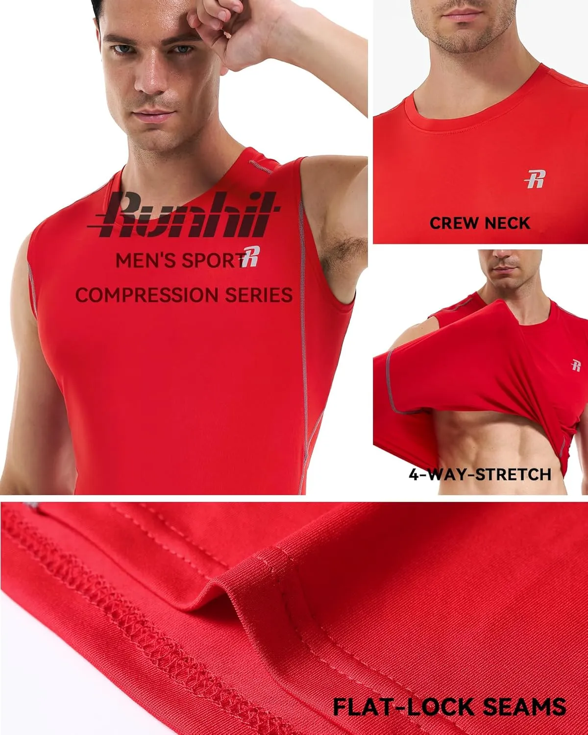 Runhit Sleeveless Compression Shirt Men Tank Top Athletic Muscle Shirts for Men