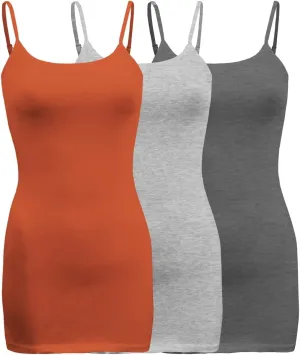 ShezPretty 3-Pack - Women's Basic Cami with Adjustable Spaghetti Straps Tank Top