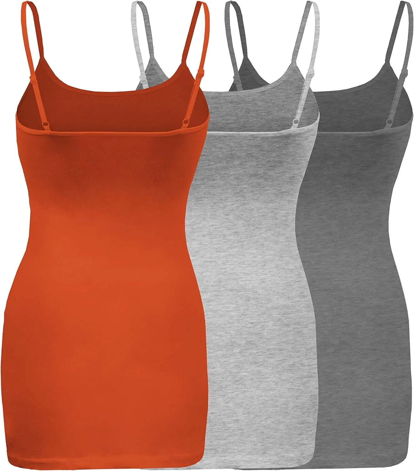 ShezPretty 3-Pack - Women's Basic Cami with Adjustable Spaghetti Straps Tank Top