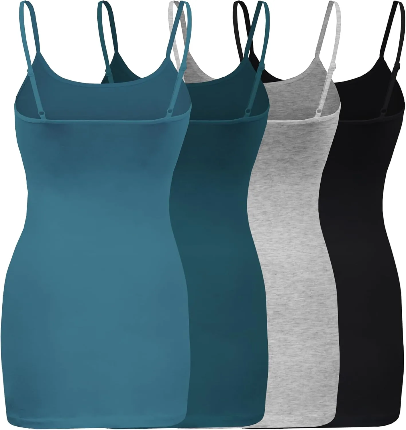 ShezPretty 4 Pack - Women's Basic Cami with Adjustable Spaghetti Straps Tank Top