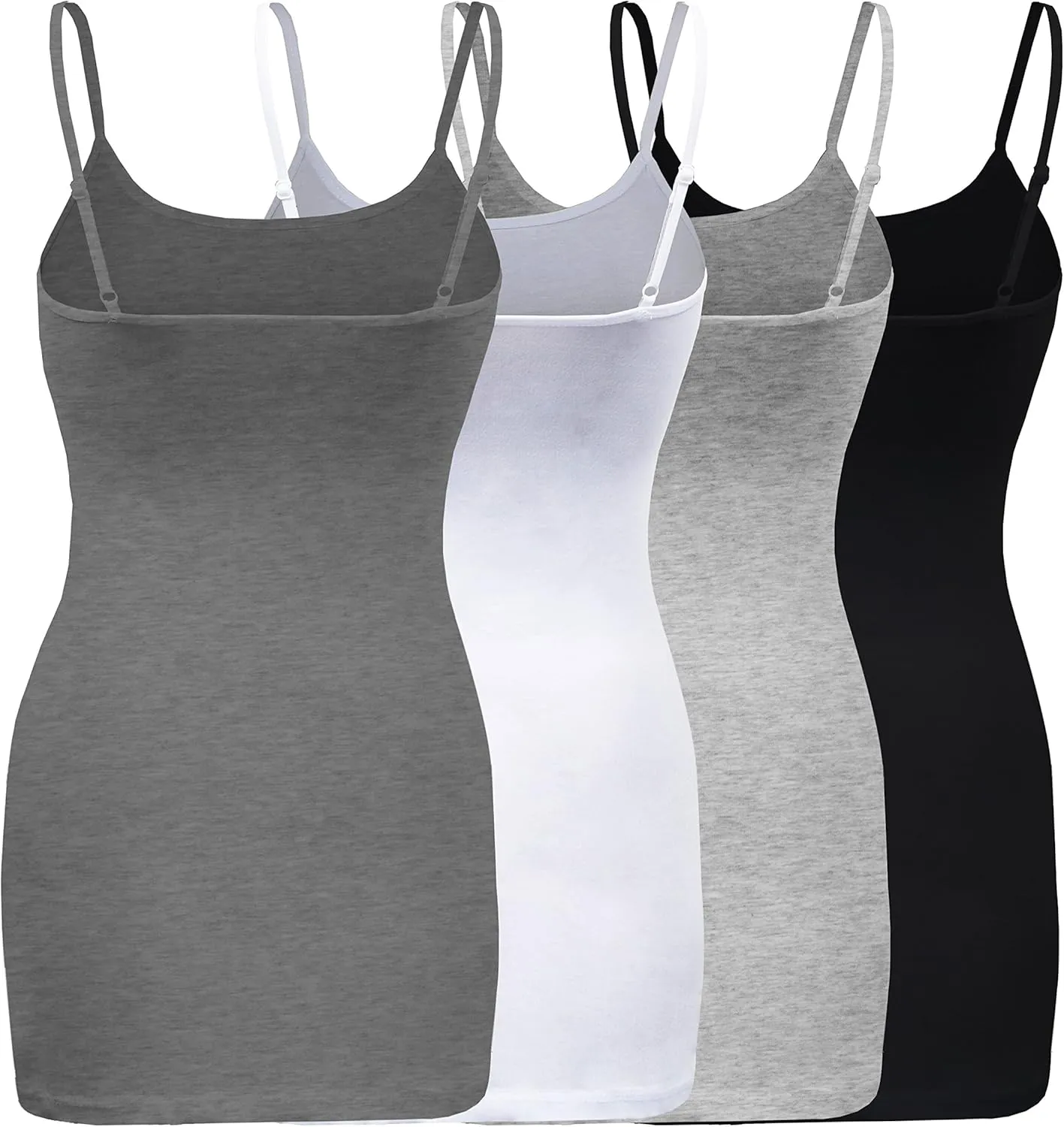 ShezPretty 4 Pack - Women's Basic Cami with Adjustable Spaghetti Straps Tank Top